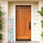 Hello Summer Starfish & Shells Wooden Sign 8”x48” Welcome Solid Wood Sign and Porch Leaner Summer Decoration for Front Door Porch Yard Deck Patio Farmhouse Vertical Decorn - Image 3