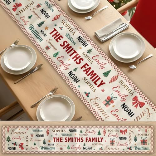Personalized Family Name Word Christmas Theme Table Runner, Christmas Carpet Runner, Holiday Decoration Gift, Custom Family - Image 5