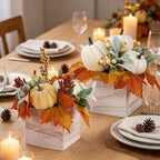 winemana Fall Decorations Artificial Pumpkin Gourd Berries Leaves, 2 Pack - Image 5