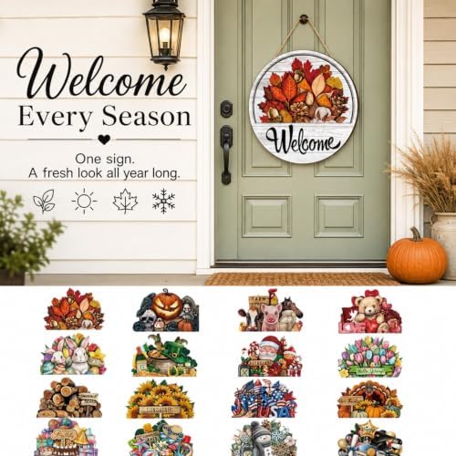 16 Pcs Interchangeable Welcome Sign for Front Door，C#：1 - Image 2