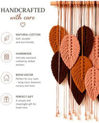 Macrame Wall Hanging Large, Boho Wall Decor, Leaf Macrame Wall Art, Woven Cotton Tapestry for Bedroom Living Room (Brown Tones) 39" x 31" - Image 3