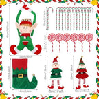 43 Pcs Elf Christmas Tree Decorations Elf Christmas Tree Hanging Ornaments Topper Candy Ball Pendant Red White Green Hanging Ornaments for Holiday Party Decoration - Image 2