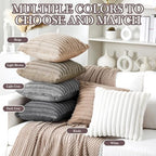 Mixweer 6 Pcs Neutral Faux Fur Plush Throw Pillow Covers 18x18 Inch - Image 3