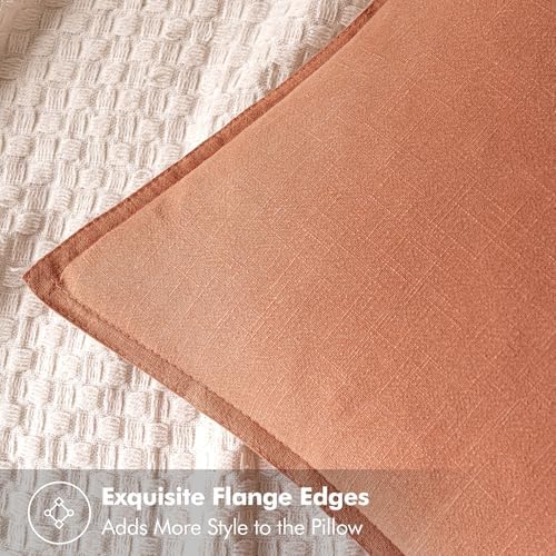 MIULEE Decorative Linen Euro Sham Pillow Covers 24x24 Coral - Image 2