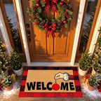 Tinideya 2 Pcs Christmas Door Mat Outdoor Layered Red and Black Welcome Mat - Image 5