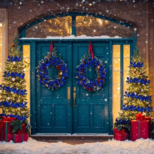 2 Pcs 6 ft Christmas Ball Ornament Garland, Navy Blue - Image 6