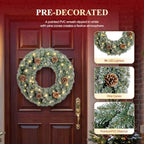 VINGLI 24Inch Frosted Christmas Wreath with 50 LED Lights, Battery Operated - Image 2