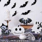 4PCS Halloween Decorations Indoor, Halloween Tiered Tray Decor Table Sign, Halloween Wooden Signs Ghost Bat Pumpkin Cat Blocks Signs, Table Decor Halloween Party Decorations for Mantle Home Shelf - Image 2