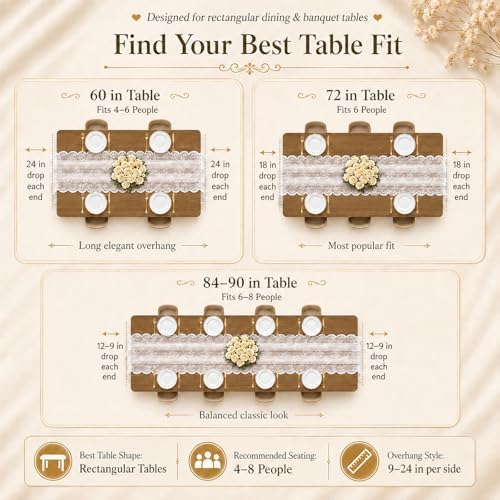 White Lace Table Runner with Floral Embroidered (3pcs, 28”x118”) - Image 7