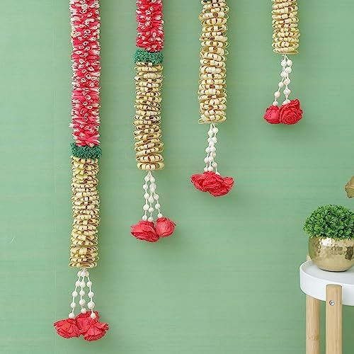 Sola Wood & Palm Garland, Indian Garlands, Artificial Garlands for Indian Wedding Decorations, Flower Garland for Indian Backdrop, Pooja Mandir Decor, Diwali Decorations - 5.5ft (Pack of 2) - Image 2
