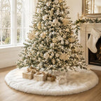 AOGU 72 Inch Faux Fur Christmas Tree Skirt White Plush Skirt for Merry Christmas Party Christmas Tree Decoration - Image 5