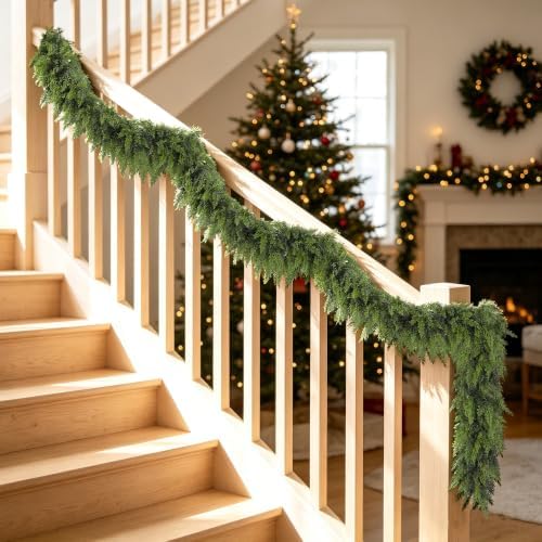 yofit 12FT Cedar Garland Christmas Decorations for Door Frame & Stairs - Image 2