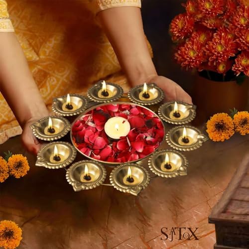 Decorative Urli Bowl Diwali Diyas Handcrafted for Floating Flowers and Tea Light Candles Home, Office and Table Decor| Beautiful Diwali Decoration Items (Diameter 12.2 Inches) - Image 6