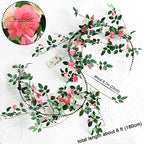 FiveSeasonStuff Pink Wild Rose Vine Garland, Two Faux Silk Floral Garlands with Greenery, Bendable Decorative Vines 12 ft Total - Image 6