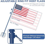 ZMTECH 12FT Heavy Duty Flag Pole with 5 Pronges Base in Ground for Yard,Tangle Free Spinning Stainless Steel,Windproof Ground Flag Poles for 2 Flags, 1 Pack, Blue - Image 6