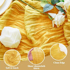 Cheesecloth Table Runner 10FT 12Pcs Gold Boho Gauze Rustic Sheer Runners - Image 3
