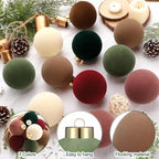 Simgoing 15 Pcs Velvet Christmas Ornament 3.15'' Flocked Xmas Tree Ornament - Image 3