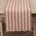 Sleigh Bells Ring Ticking Stripe Table Runner, 90" Long, Farmhouse Christmas Red & Cream w/Bells, Christmas, Country Holiday Décor by PiperClassics