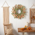 24 inch Fall Wreaths for Front Door Outside Fall Door Wreath Fall Decorations for Home Decor Autumn Wreath for Fall Front Porch Thanksgiving Harvest Halloween Farmhouse Outdoor Indoors Window Wall - Image 6