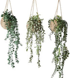 3 Pack Mini Artificial Hanging Greenary Fake Hanging Plants in Basket for Wall Living Room Decor Bathroom Shelf Home Indoor by Fuxdre