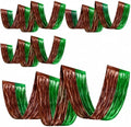 Breling 8 Pcs Green Brown Ceiling Fringe Curtains, Foil Drapes, 15 ft by Breling