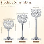 Silver Crystal Candle Holders Candlestick Holders - 4 Sets Tall Bling Bowl Candelabra Centerpieces for Dining Table, Wedding, Party & Fireplace Mantel Decor,12Pcs - Image 2