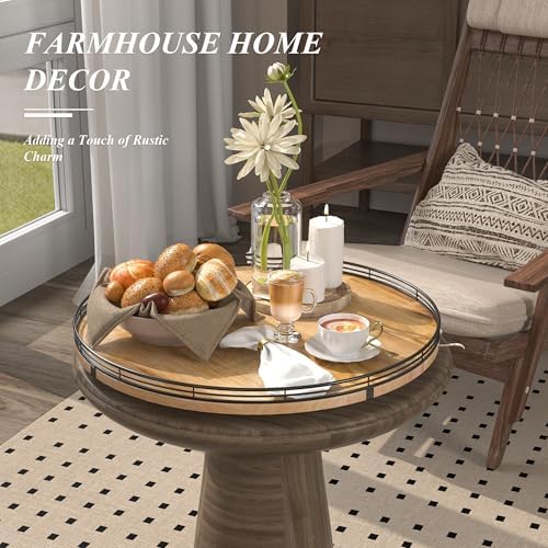 AMH 18-Inch Extra Large Farmhouse Oak Lazy Susan Organizer - Image 5
