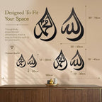 iwa concept Allah (SWT), Mohammad (PBUH) Wooden Acrylic Teardrop Design Islamic Wall Art, Quran Arabic Calligraphy Decor, Islamic Decoration Gift for Muslims at Ramadan (Black, Large 18x12 inches) - Image 4