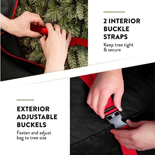 ZOBER 600D Oxford Fabric Rolling Christmas Tree Storage Bag - Fits 7.5 Ft Artificial Trees - Waterproof Christmas Tree Bag For Storage Box For Xmas, Durable Handles and Wheels - Card Slot - Black - Image 4