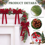 Riceshoot 6ft Red Berry Bow Christmas Garland for Mantel Fireplace - Image 3