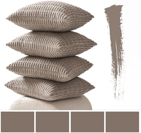 MIULEE Pack of 4 Decorative Throw Pillow Covers 20x20 Inch Light Brown - Image 2