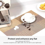 LEXMORE PlaceMats Set of 12 Vinyl/Plastic Woven Place Mats for Kitchen Table Indoor/Outdoor Washable PlaceMat Wipeable Dining Table Mats(Gold Dune) - Image 5