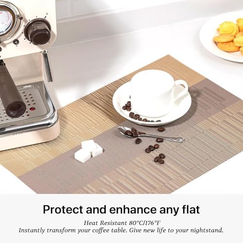 LEXMORE PlaceMats Set of 12 Vinyl/Plastic Woven Place Mats for Kitchen Table Indoor/Outdoor Washable PlaceMat Wipeable Dining Table Mats(Gold Dune) - Image 5