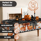 Rectangle Halloween Tablecloth 60x120 Inch, Dots Bow Pumpkin Spider Web Bat Table Cloth, Waterproof Wrinkle Resistant Table Cover for Halloween Decorations Decor - Image 6