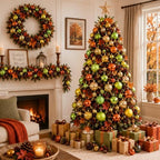 Lunmon 64 Pcs Fall Ornaments Orange Lime Green Autumn Thanksgiving Bulbs - Image 2