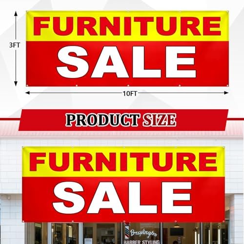Hahafelt 3x10 ft Furniture Sale Banner Waterproof Sign Red Yellow White - Image 3