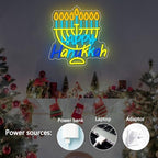 Happy Hanukkah Neon Sign Dimmable Candlestick LED Neon Light Signs Hanukkah Decorations for Home Hanukkah Neon Light for Wall Room Bedroom Decor Jewish Menorah Holiday Gifts - Image 6