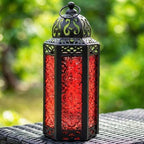 Vela Lanterns Decorative Indoor Moroccan Candle Holder, Red, M, 3-Pack - Image 4