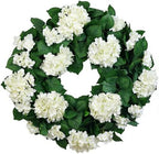 27" Hydrangea Wreath for Front Door – All-Season Wedding Décor with Lamb’s Ear Leaves & Hydrangea Blooms – Spring/Summer Farmhouse Style, Perfect Year-Round Decoration (White Hydrangea, Extra Large) by QIANYUN