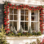 2 Pcs 15 ft Christmas Ball Ornament Garland, Red - Image 4