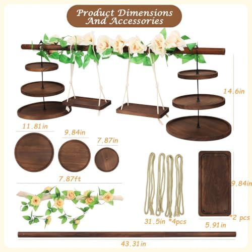 Large Wooden 3 Tier Cupcake Dessert Table Display Stand with Swing - Image 2