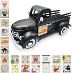 Pumpkin Decor 13.4" Farmhouse Vintage Truck with 20 Magnets, Black by Teeloray