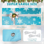 WovWeave Christmas Garage Door Cover - 7 x 16 ft Winter Xmas Garage Backdrop Banner with Snowflake Design - Image 3
