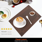 Brown Vinyl Placemats Set of 12, Heat Resistant Table Placemats - Image 2
