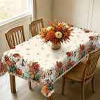 Rectangle Fall Tablecloth 60x120 Inch, Thanksgiving Autumn Harves Pumpkin Flower Table Cloth, Waterproof Wrinkle Resistant Table Cover for Fall Decorations Decor - Image 3