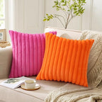 Pallene Faux Fur Decorative Throw Pillow Covers 16x16 Set of 2, Hot Pink - Image 5