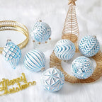16Pcs Vintage Rustic Christmas Ball Ornaments - Large Shatterproof Neutral Christmas Ornaments Set Farmhouse Christmas Decor for Xmas Tree Home Party Holiday (Blue) - Image 5