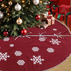Large Christmas Burlap Tree Skirt Snowflake,84 Inch,Red by VercanMonth