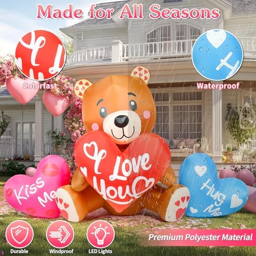 LETIME 10.5 FT Long Valentines Inflatables Outdoor Decorations Blow up Bear - Image 3