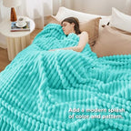 Bedsure Soft Full Size Fleece Blankets for Bed Blue Fog 84"x90" - Image 4